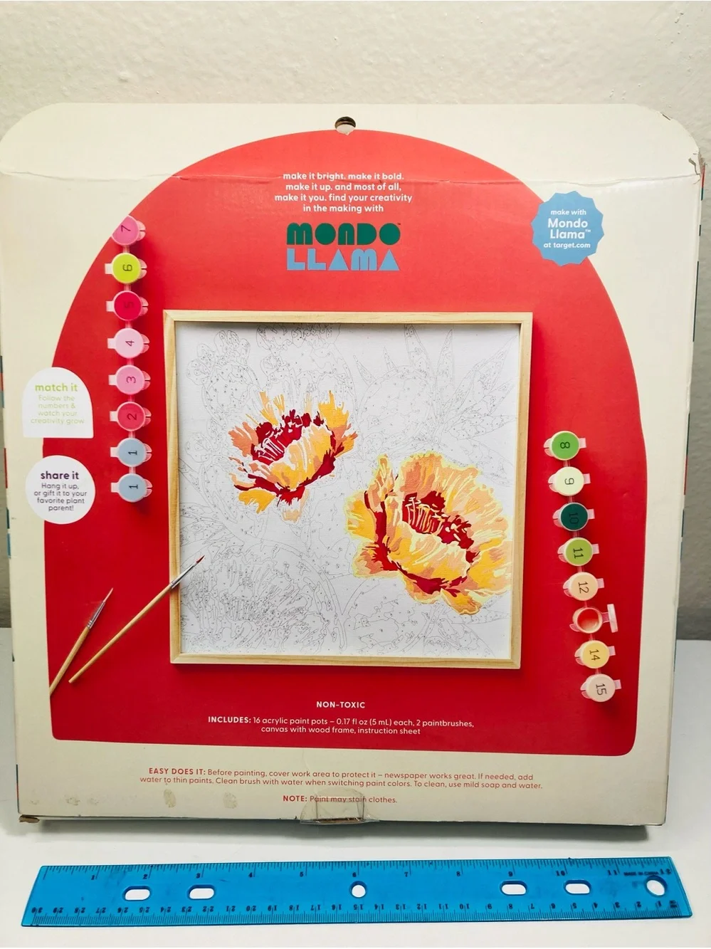 Barely Started: Mondo Llama Paint-by-Number Framed Canvas Kit